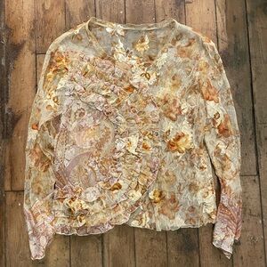 Vintage Floral Ruffle Women's Top